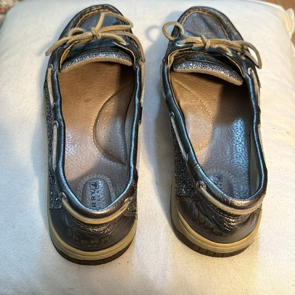 Sperry Ángel fish boat shoes silver / glitter leather lace up women’s sz 9 1/2 - Picture 4 of 12